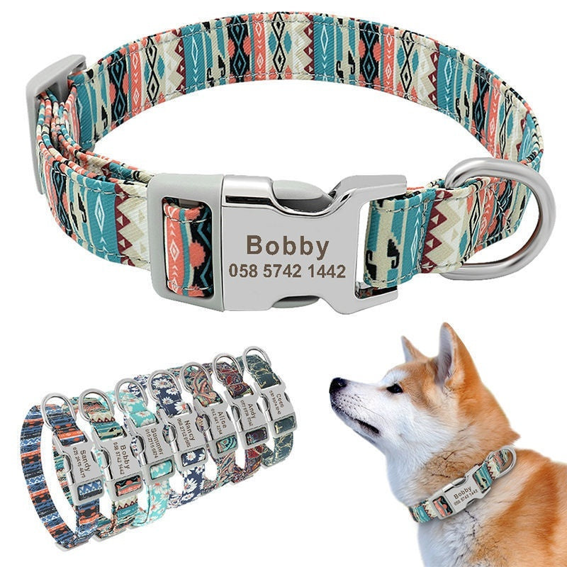 KFX-8177725 Adjustable Semi-Metal Dog Tag Collar with Anti-Lost Features for Medium and Large Dogs