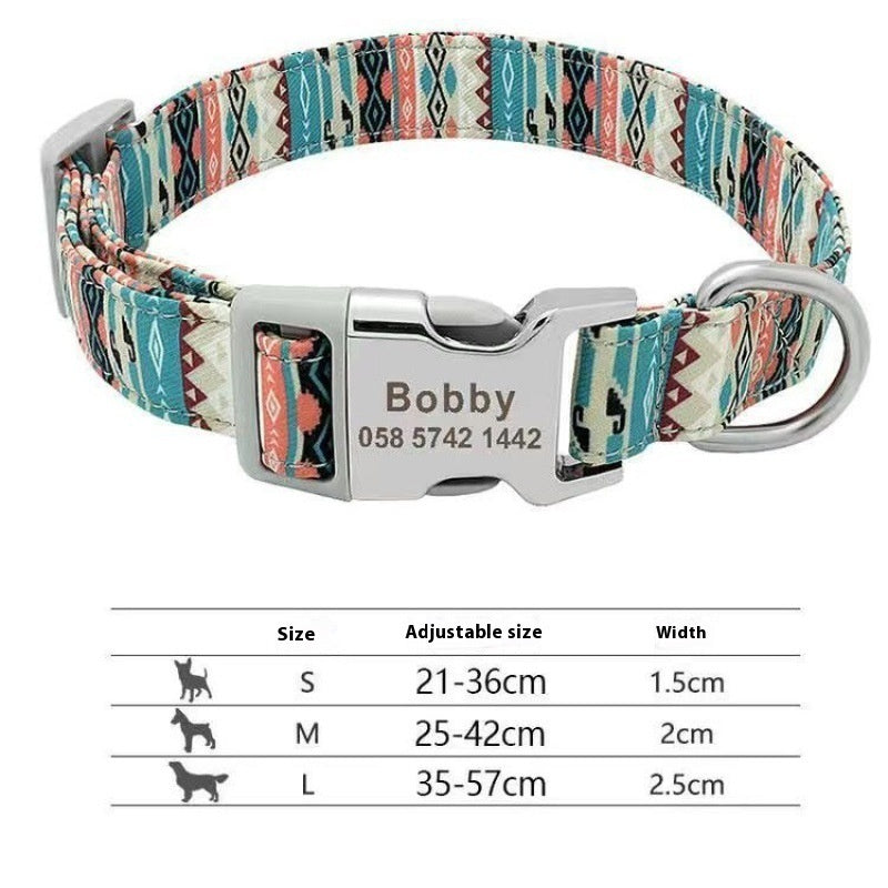 KFX-8177725 Adjustable Semi-Metal Dog Tag Collar with Anti-Lost Features for Medium and Large Dogs