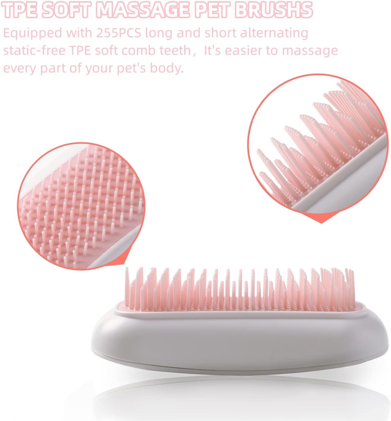 KFX-8179005 Handheld Electric Vibration Massage Brush for Pets - Portable Cat and Dog Comb with Soft TPE Teeth