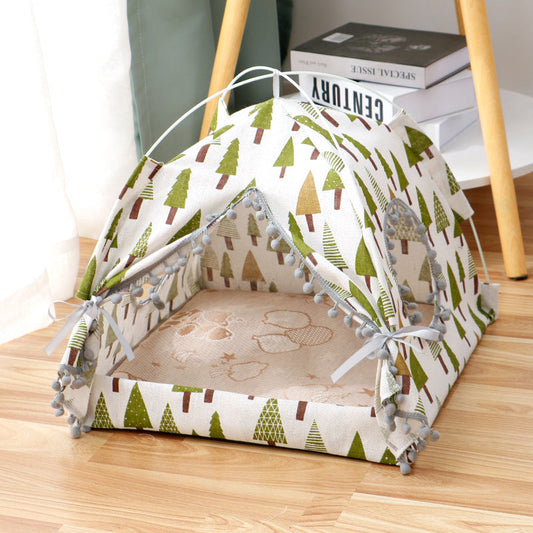 KFX-8181565 Enclosed Cat Tent Pet Bed - Waterproof Fabric for Small and Medium Pets, Ideal for Travel and Outdoor Activities