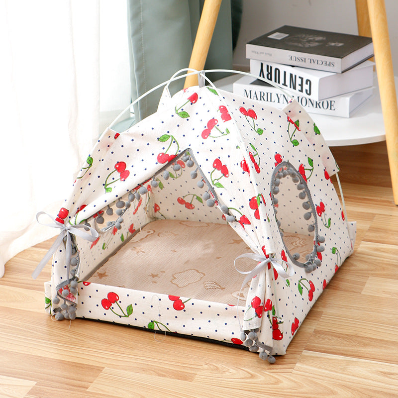 KFX-8181565 Enclosed Cat Tent Pet Bed - Waterproof Fabric for Small and Medium Pets, Ideal for Travel and Outdoor Activities