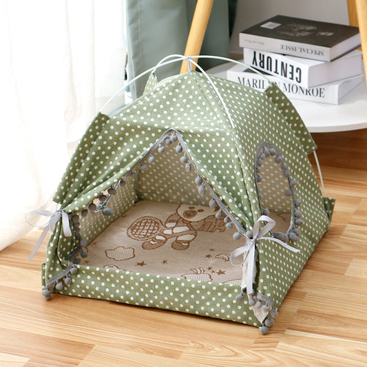 KFX-8181565 Enclosed Cat Tent Pet Bed - Waterproof Fabric for Small and Medium Pets, Ideal for Travel and Outdoor Activities