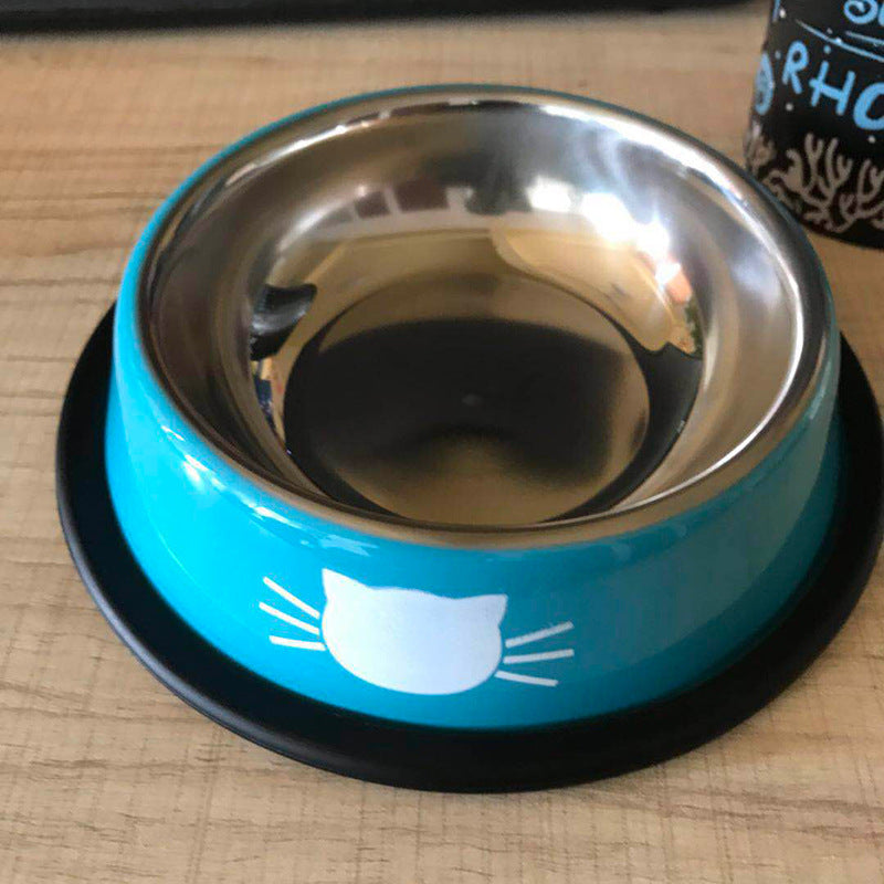 KFX-8181693 Durable Stainless Steel Pet Bowl with Non-Slip Rubber Base and Fade-Resistant Design