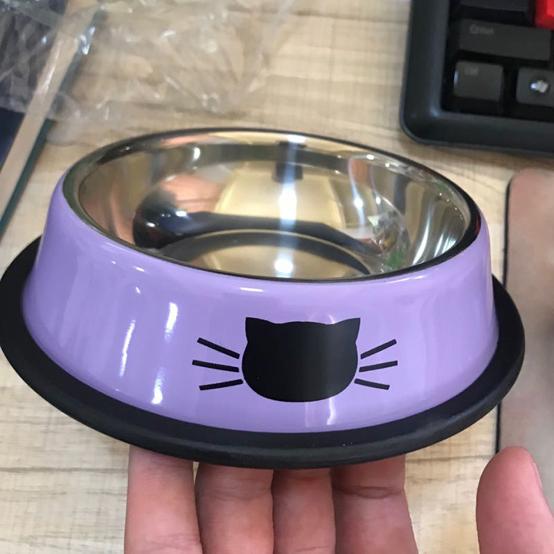 KFX-8181693 Durable Stainless Steel Pet Bowl with Non-Slip Rubber Base and Fade-Resistant Design