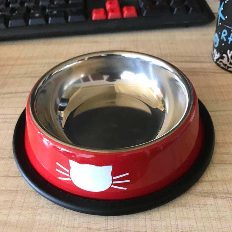 KFX-8181693 Durable Stainless Steel Pet Bowl with Non-Slip Rubber Base and Fade-Resistant Design