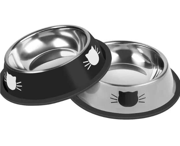 KFX-8181693 Durable Stainless Steel Pet Bowl with Non-Slip Rubber Base and Fade-Resistant Design