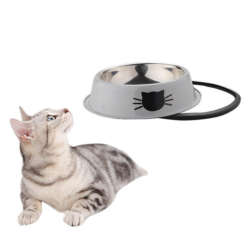 KFX-8181693 Durable Stainless Steel Pet Bowl with Non-Slip Rubber Base and Fade-Resistant Design