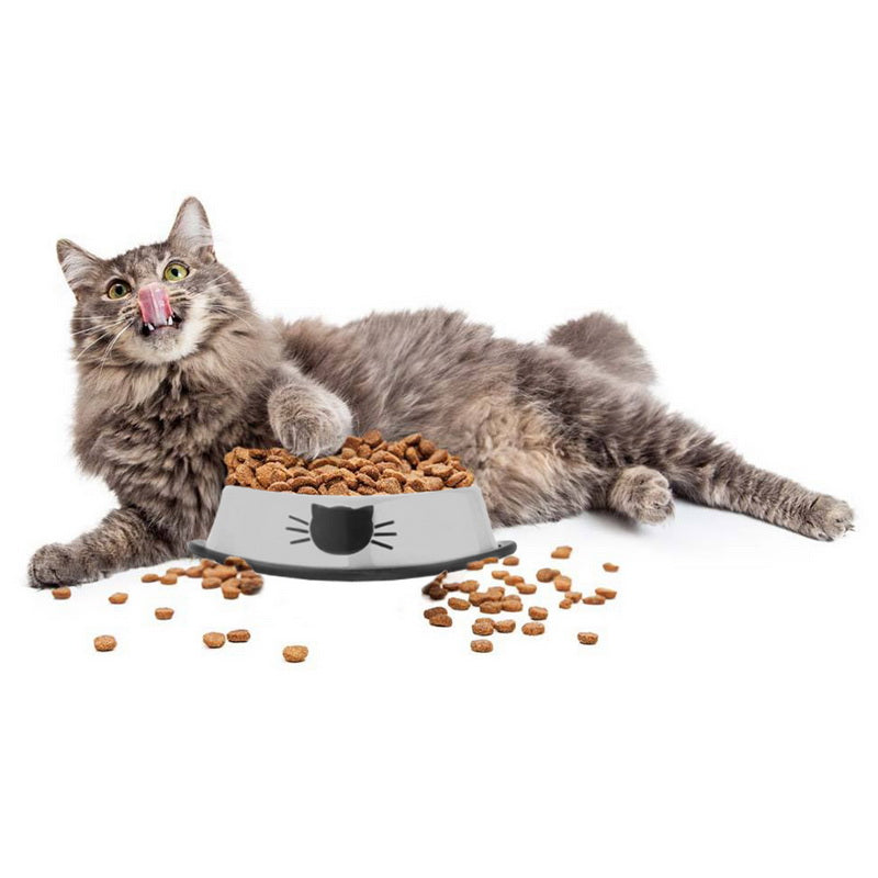 KFX-8181693 Durable Stainless Steel Pet Bowl with Non-Slip Rubber Base and Fade-Resistant Design