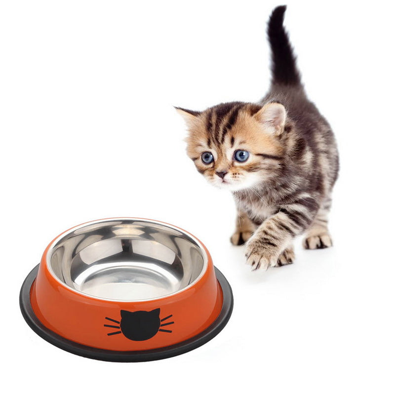 KFX-8181693 Durable Stainless Steel Pet Bowl with Non-Slip Rubber Base and Fade-Resistant Design