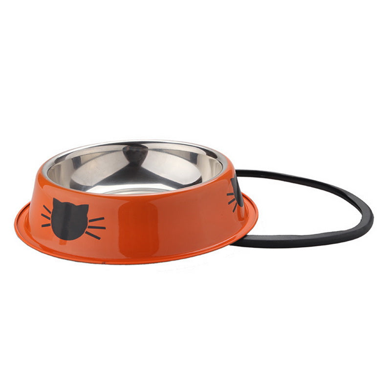 KFX-8181693 Durable Stainless Steel Pet Bowl with Non-Slip Rubber Base and Fade-Resistant Design