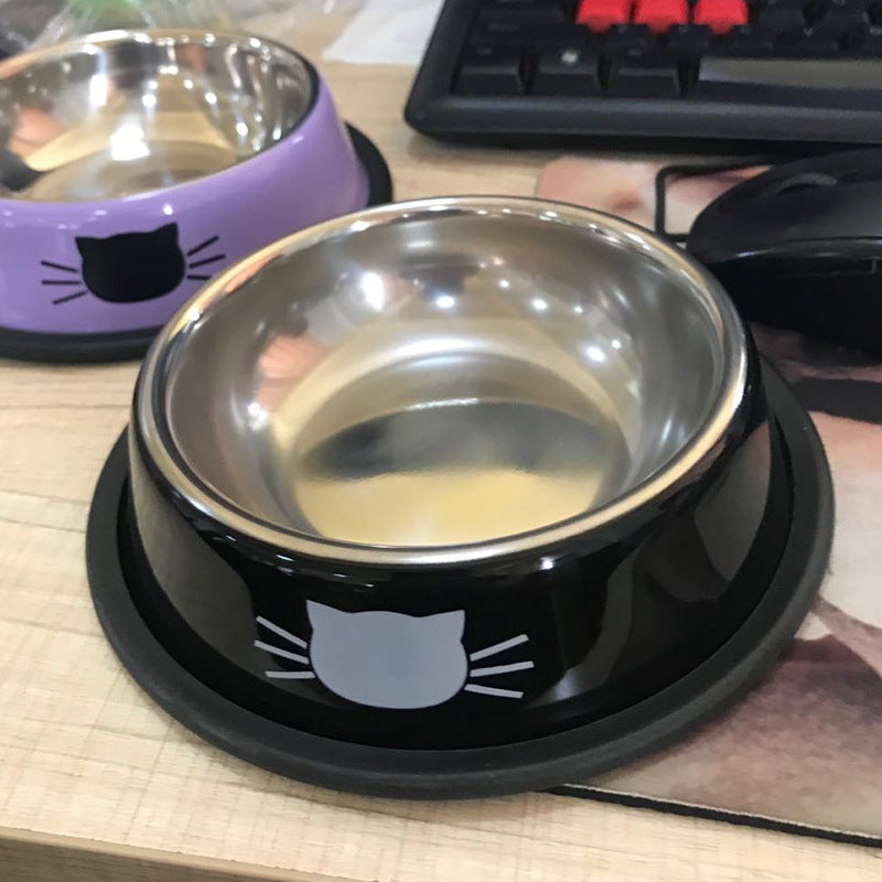 KFX-8181693 Durable Stainless Steel Pet Bowl with Non-Slip Rubber Base and Fade-Resistant Design