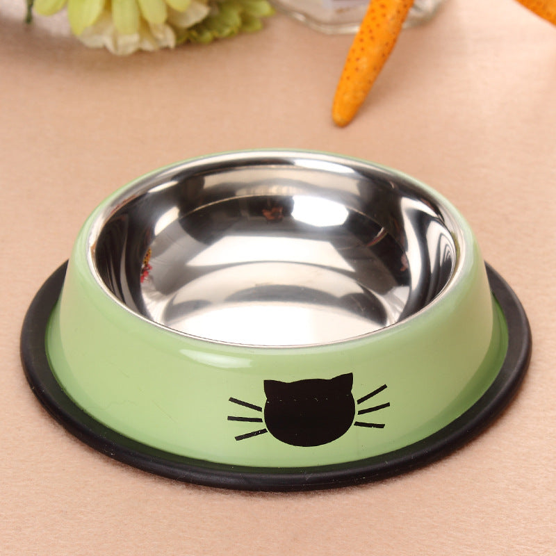KFX-8181693 Durable Stainless Steel Pet Bowl with Non-Slip Rubber Base and Fade-Resistant Design