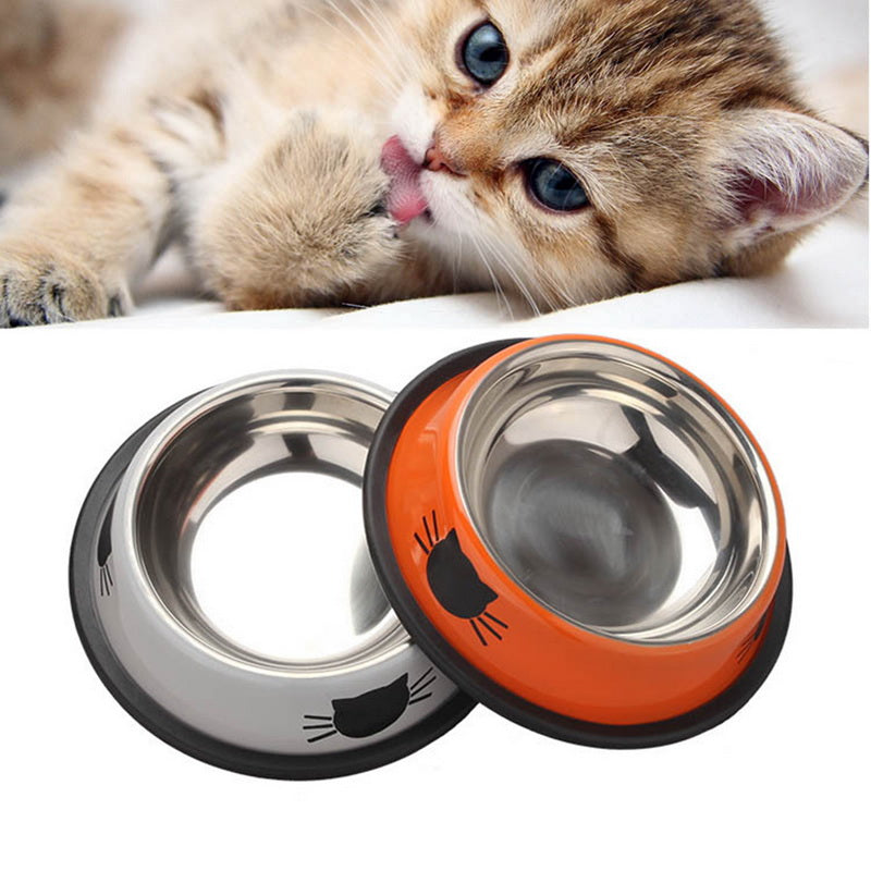 KFX-8181693 Durable Stainless Steel Pet Bowl with Non-Slip Rubber Base and Fade-Resistant Design