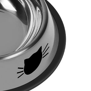 KFX-8182973 Non-Slip Stainless Steel Cat Food Bowls with Removable Rubber Base for Small Cats