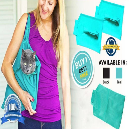 KFX-8183741 Portable Canvas Cat Travel Backpack - Solid Color Pet Carrier in Black and Blue, Medium Soft Design