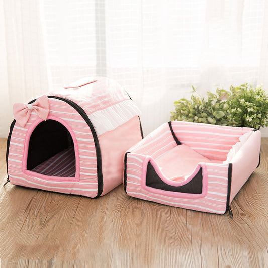 KFX-8185533 Cozy Cashmere & Sponge Cat Nest for Pets - Soft Universal Yurt Bed