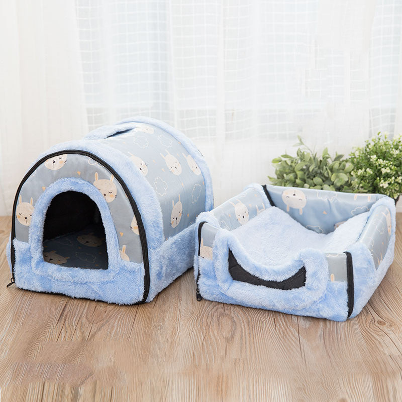 KFX-8185533 Cozy Cashmere & Sponge Cat Nest for Pets - Soft Universal Yurt Bed