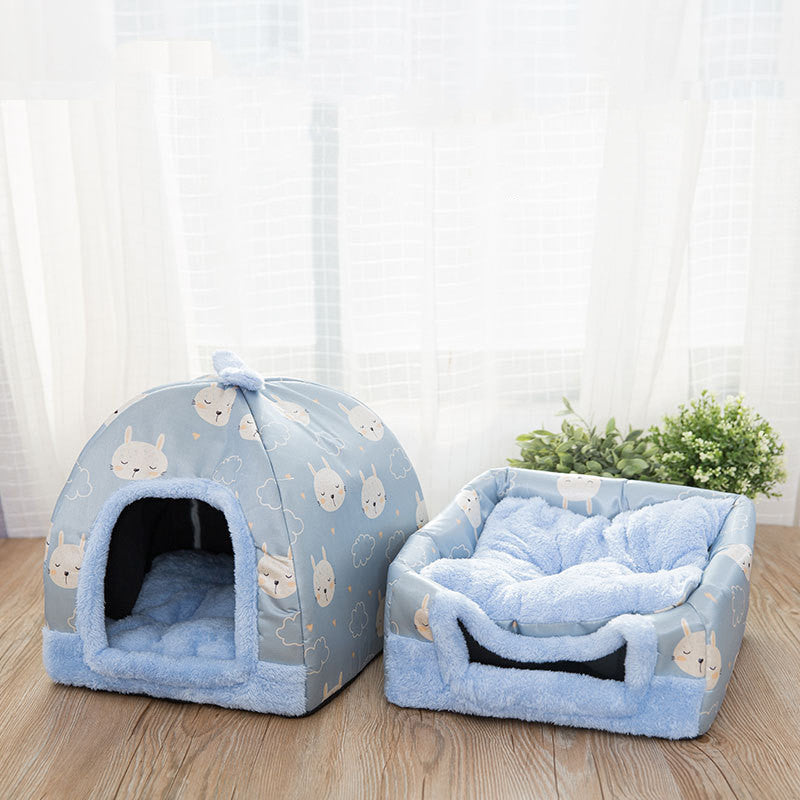 KFX-8185533 Cozy Cashmere & Sponge Cat Nest for Pets - Soft Universal Yurt Bed