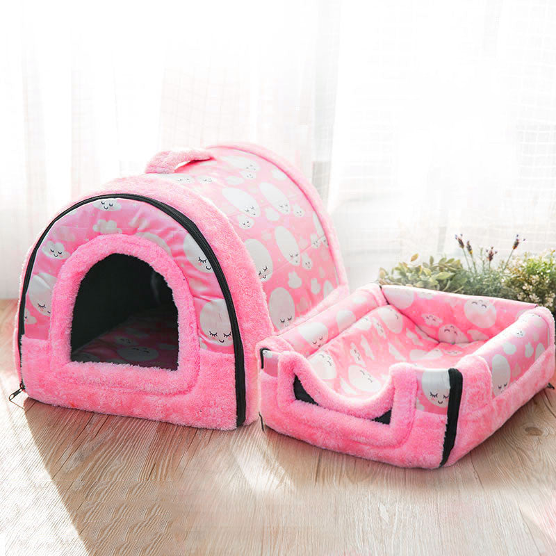 KFX-8185533 Cozy Cashmere & Sponge Cat Nest for Pets - Soft Universal Yurt Bed