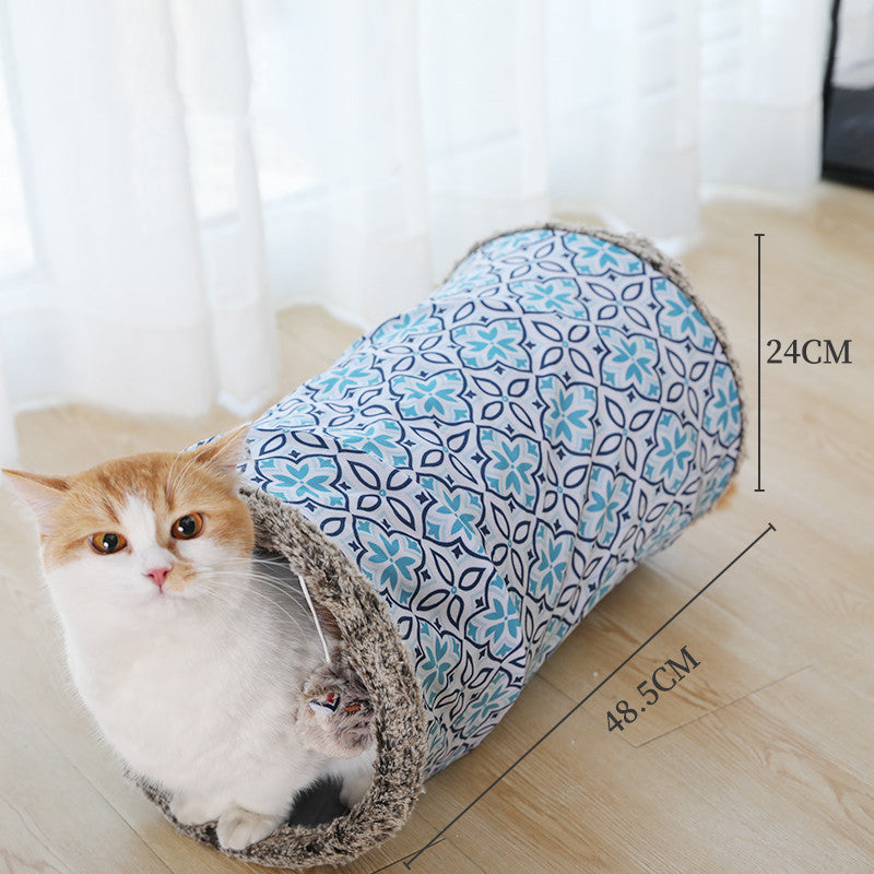 KFX-8186301 Multifunctional Cat Tent with Tunnel, Cloth and Rope Materials, Medium Size