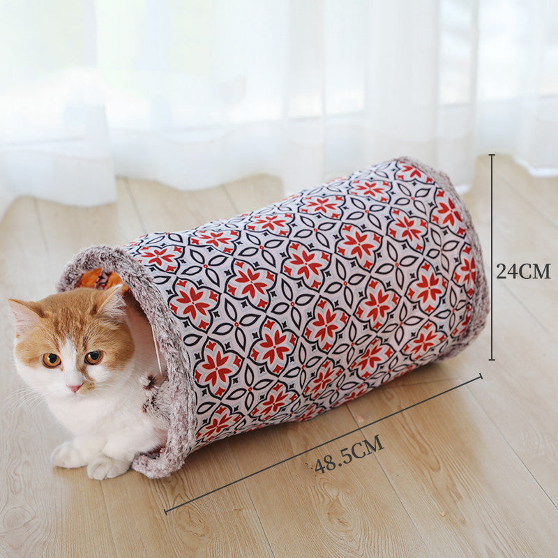 KFX-8186301 Multifunctional Cat Tent with Tunnel, Cloth and Rope Materials, Medium Size