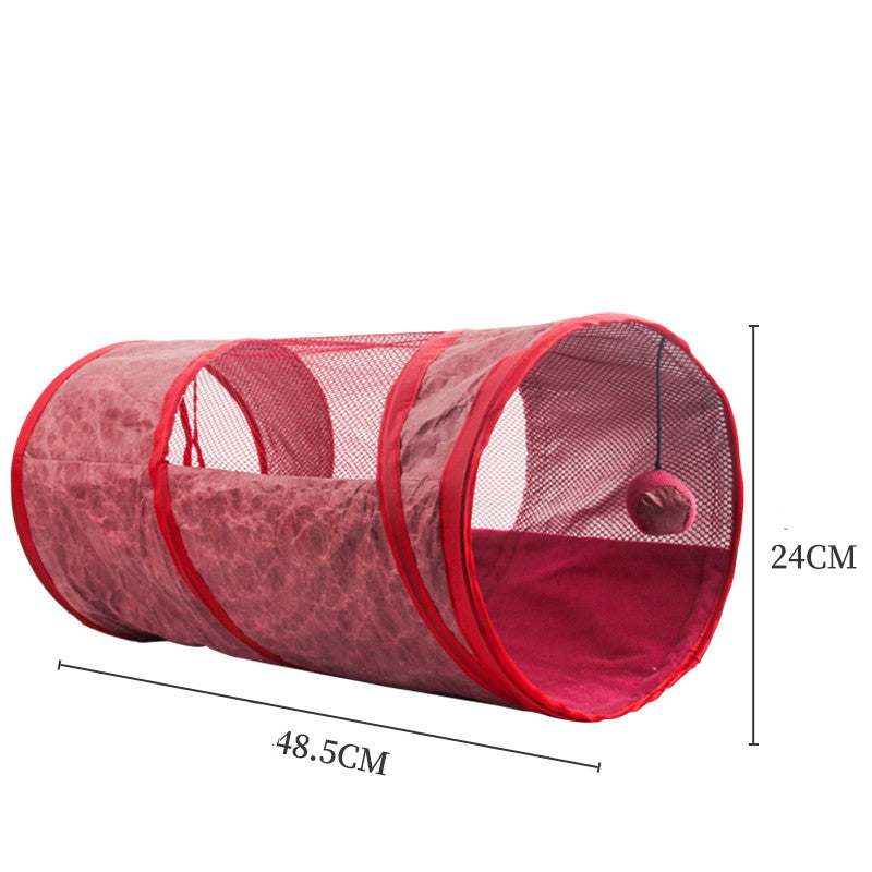 KFX-8186301 Multifunctional Cat Tent with Tunnel, Cloth and Rope Materials, Medium Size