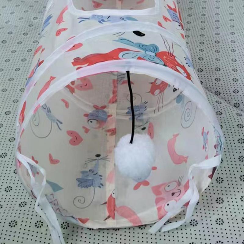 KFX-8186557 Interactive Foldable Cat Tunnel Tent with Removable Tunnels and Plush Ball for Engaging Indoor Play