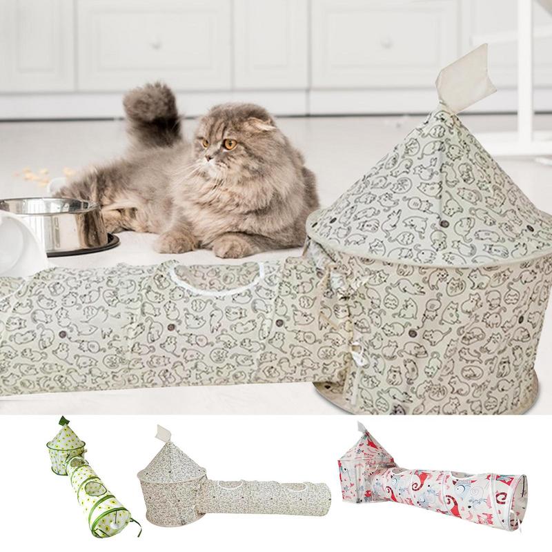 KFX-8186557 Interactive Foldable Cat Tunnel Tent with Removable Tunnels and Plush Ball for Engaging Indoor Play