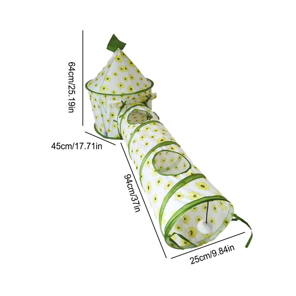 KFX-8186557 Interactive Foldable Cat Tunnel Tent with Removable Tunnels and Plush Ball for Engaging Indoor Play