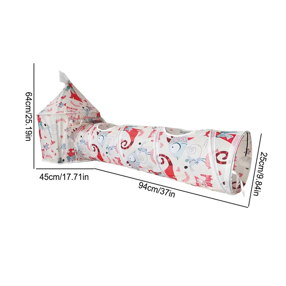 KFX-8186557 Interactive Foldable Cat Tunnel Tent with Removable Tunnels and Plush Ball for Engaging Indoor Play