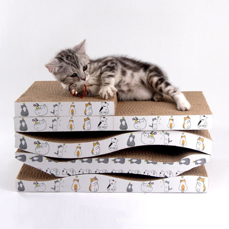 KFX-8187453 Durable Cat Scratch Board - Thickened and Mess-Free Design, Cute White Flower Style