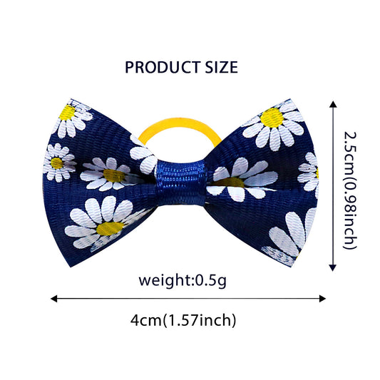 KFX-8189501 Floral Cloth Head Ropes for Cats and Dogs - Small Daisy Design, 4x2.5cm, Pack of 50
