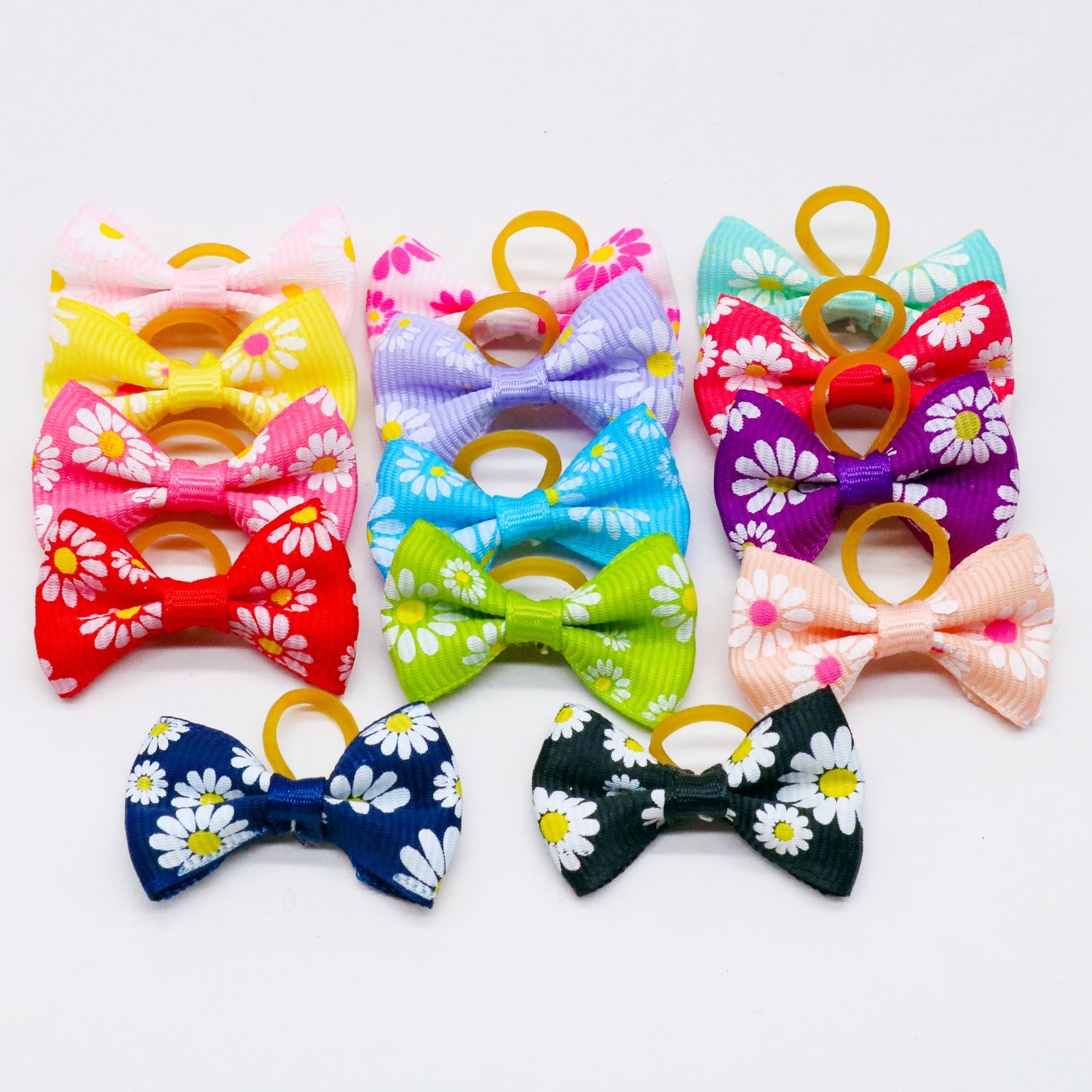 KFX-8189501 Floral Cloth Head Ropes for Cats and Dogs - Small Daisy Design, 4x2.5cm, Pack of 50