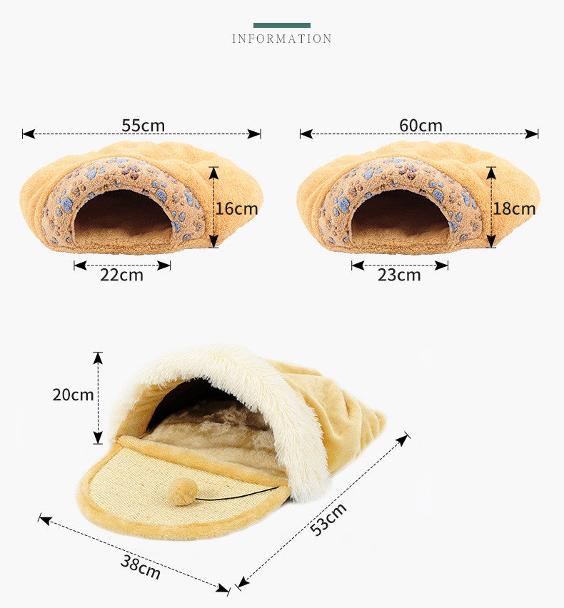 KFX-8191293 All-Season Cat Sleeping Bag - Shu Cotton Wool & PP Cotton, S and M Sizes Available