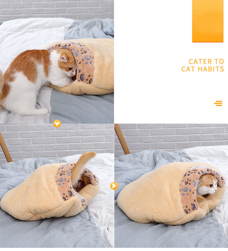 KFX-8191293 All-Season Cat Sleeping Bag - Shu Cotton Wool & PP Cotton, S and M Sizes Available