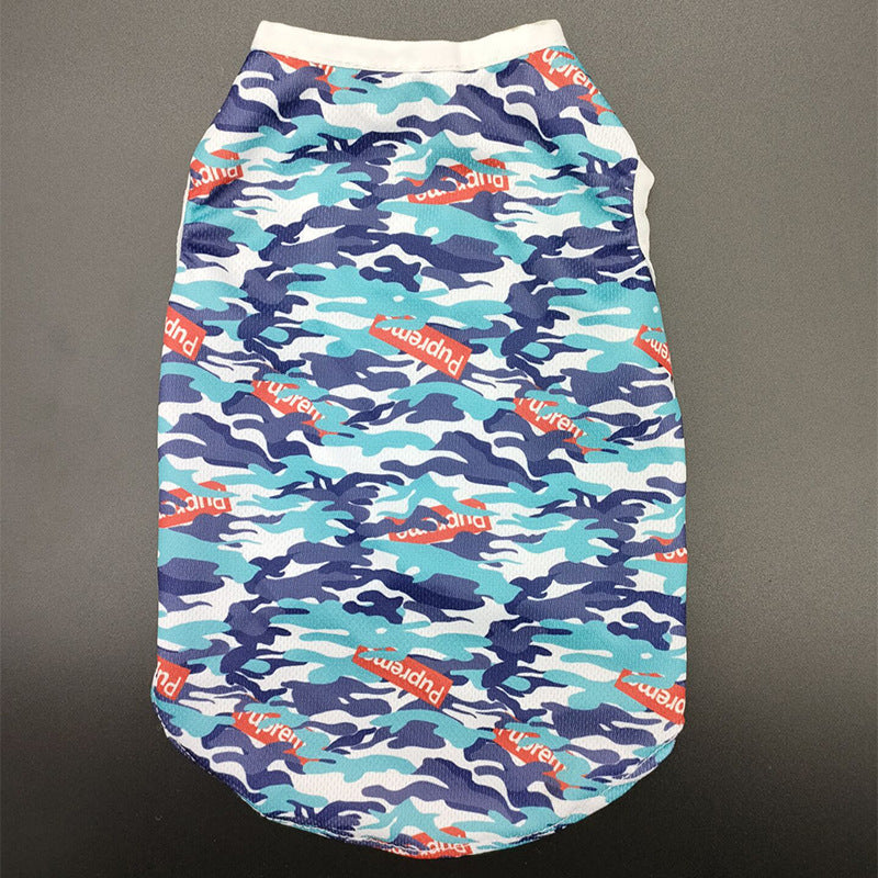KFX-8192829 Spring and Summer Camouflage Dog Vest - Comfortable Polyester Pet Clothing, Sizes XS to 3XL