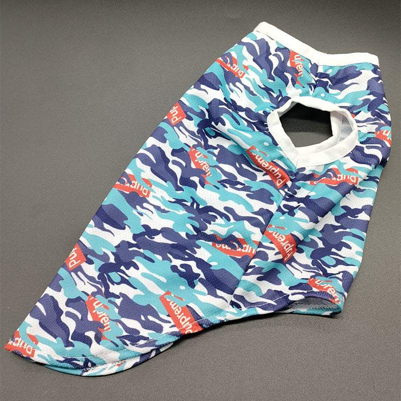 KFX-8192829 Spring and Summer Camouflage Dog Vest - Comfortable Polyester Pet Clothing, Sizes XS to 3XL