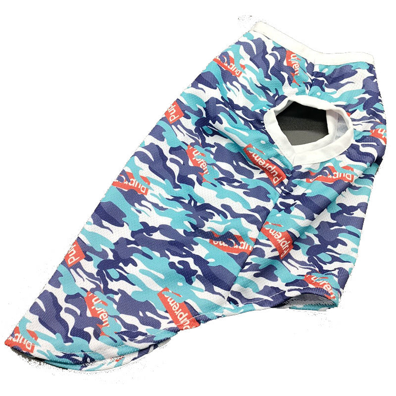 KFX-8192829 Spring and Summer Camouflage Dog Vest - Comfortable Polyester Pet Clothing, Sizes XS to 3XL