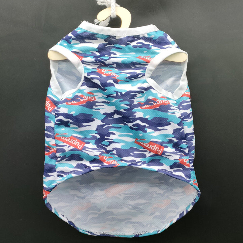 KFX-8192829 Spring and Summer Camouflage Dog Vest - Comfortable Polyester Pet Clothing, Sizes XS to 3XL