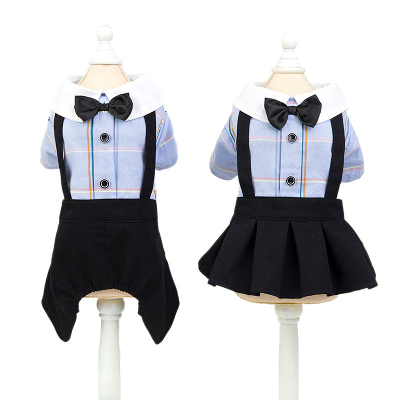 KFX-8195389 Stylish Cotton Dog Couple's School Uniform Suit for Spring and Summer