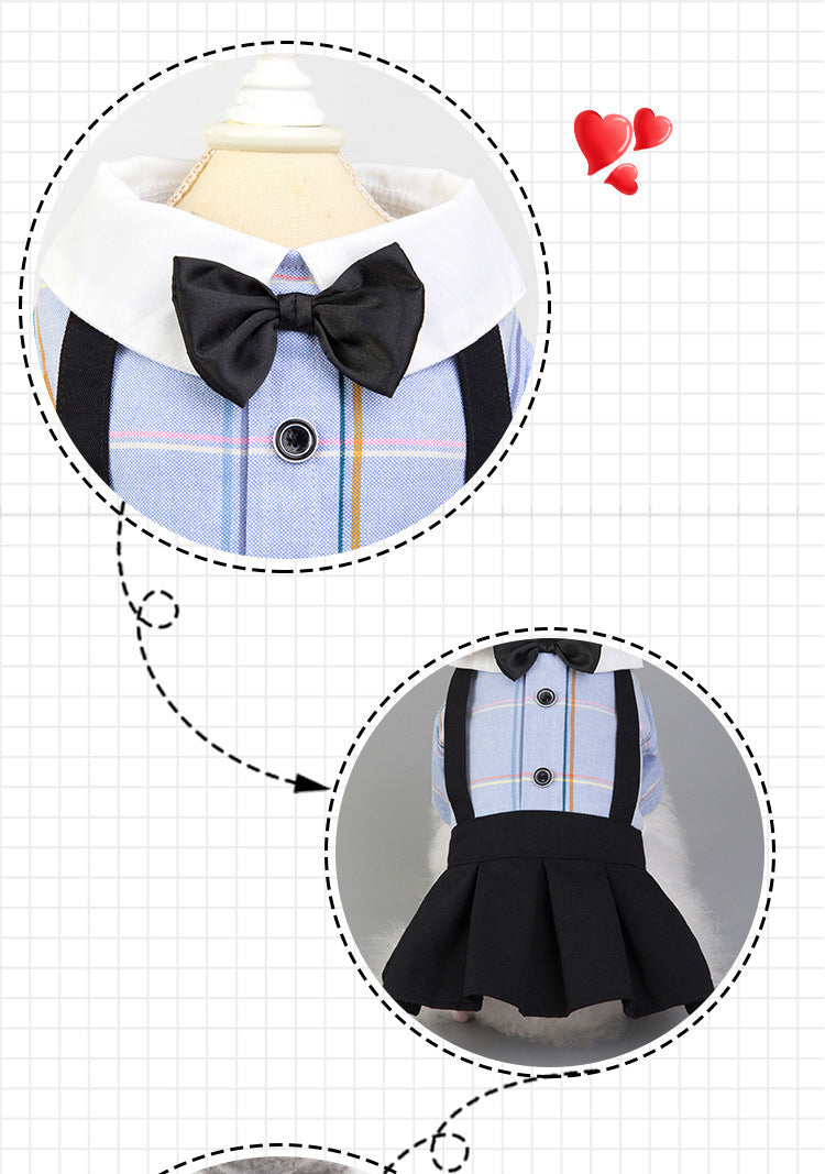 KFX-8195389 Stylish Cotton Dog Couple's School Uniform Suit for Spring and Summer