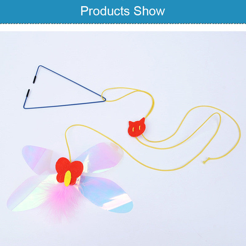 KFX-8197821 Interactive Hanging Door Cat Toy with Black Mouse Design - 1.8m Plush & Plastic
