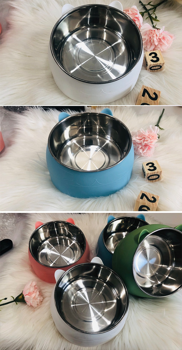 KFX-8198973 Ceramic Cat Dog Bowl - Stainless Steel Head Design, 200ML, 400ML & 800ML Options