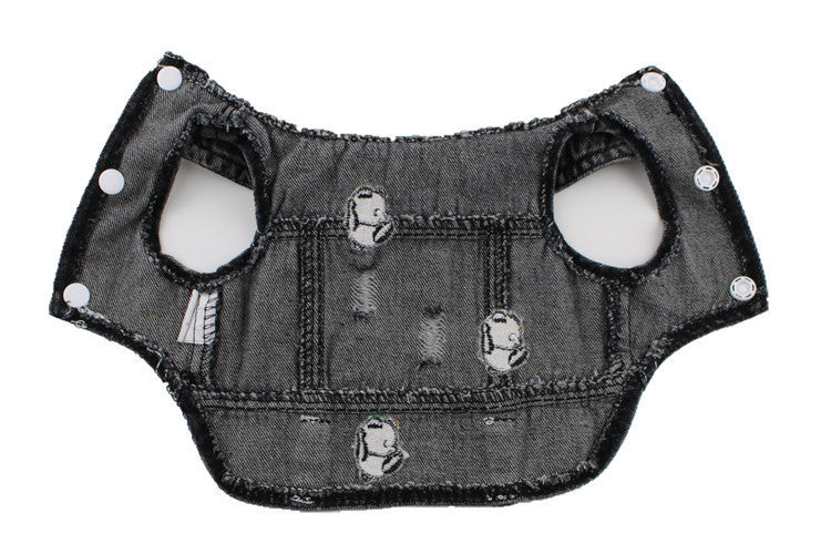 KFX-8203325 Black Ripped Denim Vest for Dogs - XS to XXL Sizes Available