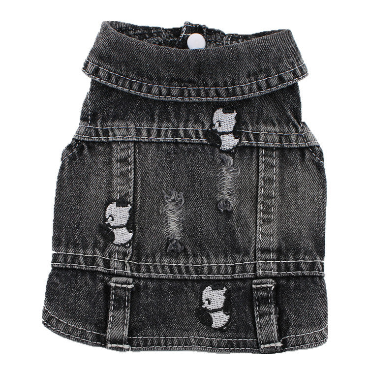 KFX-8203325 Black Ripped Denim Vest for Dogs - XS to XXL Sizes Available