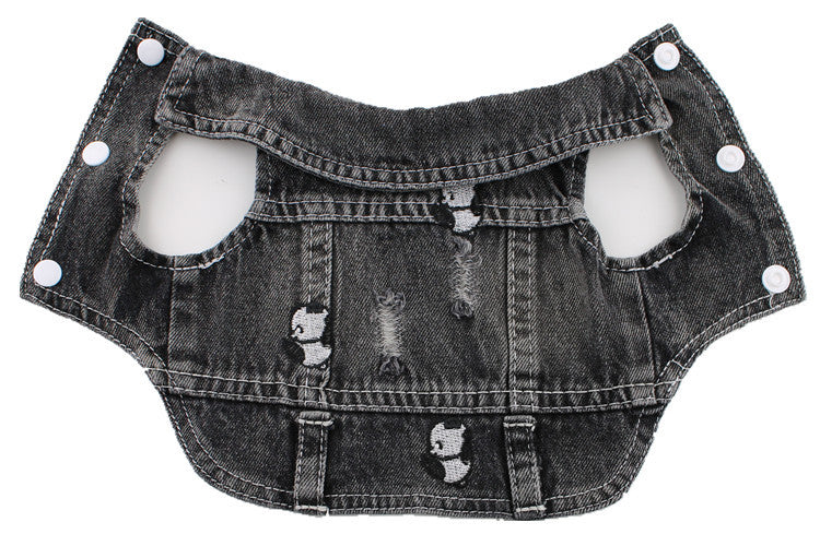 KFX-8203325 Black Ripped Denim Vest for Dogs - XS to XXL Sizes Available