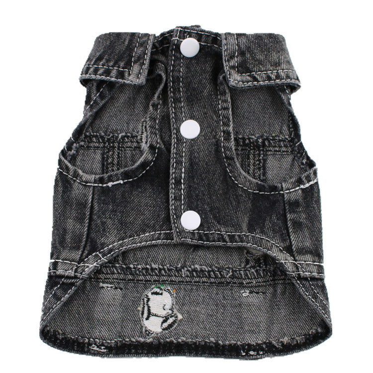 KFX-8203325 Black Ripped Denim Vest for Dogs - XS to XXL Sizes Available