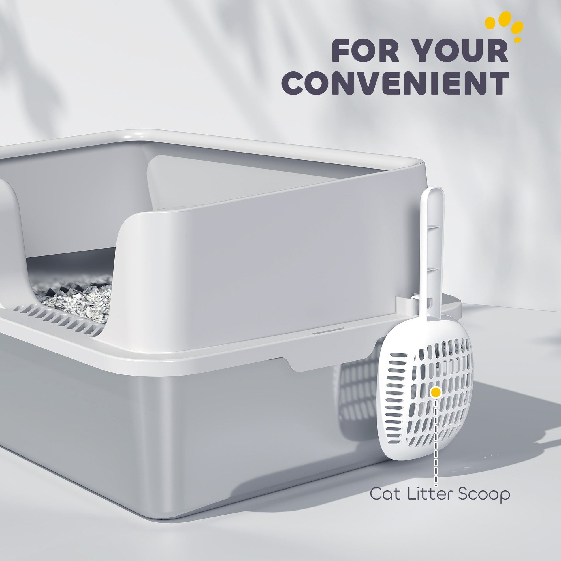 KFX-8204221 Extra Large Stainless Steel Cat Litter Box with High Sides and Easy Clean Scoop, Light Gray