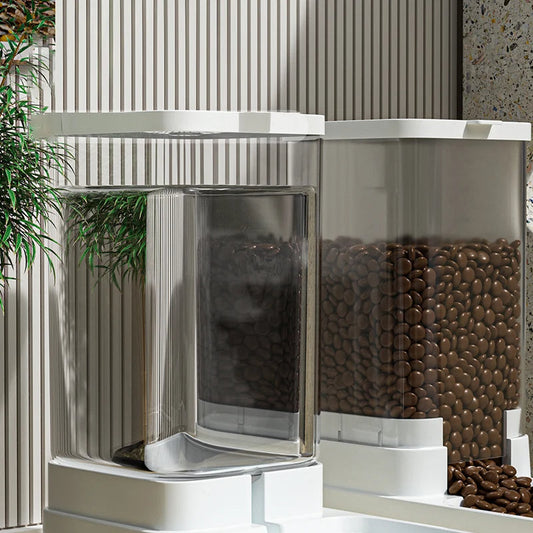KFX-8204733 Transparent Plastic Automatic Pet Feeder and Water Dispenser with Large Capacity