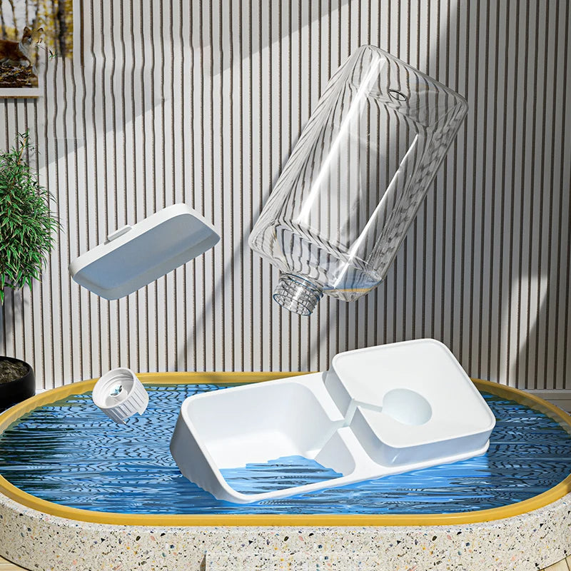 KFX-8204733 Transparent Plastic Automatic Pet Feeder and Water Dispenser with Large Capacity